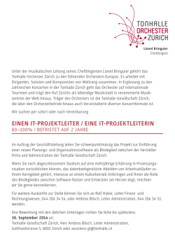 einen it-projektleiter / eine it-projektleiterin - Tonhalle