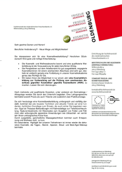 Infomaterial f&uuml;r das Seminar gepr&uuml;fte/r Kosmetiker/in