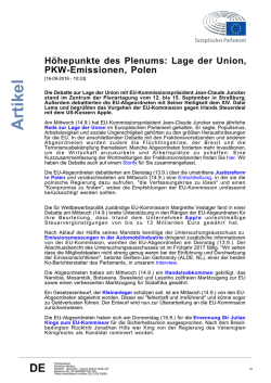 H&ouml;hepunkte des Plenums: Lage der Union, PKW