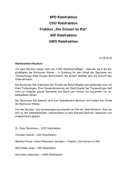 Resolution zum “Stahlstandort Bochum”