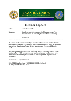 Interner Rapport - bei der Lazarus Union