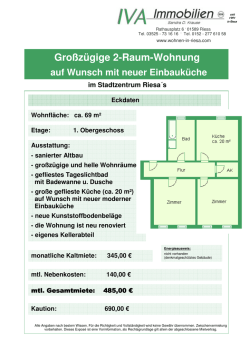 Gro&szlig;z&uuml;gige 2-Raum-Wohnung auf Wunsch mit neuer Einbauk&uuml;che