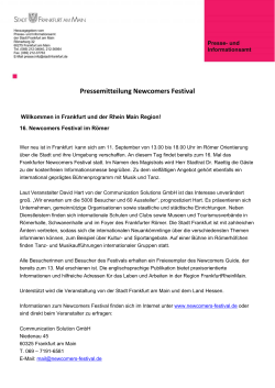 Pressemitteilung Newcomers Festival