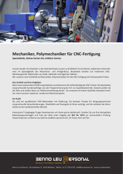 Mechaniker, Polymechaniker für CNC-Fertigung