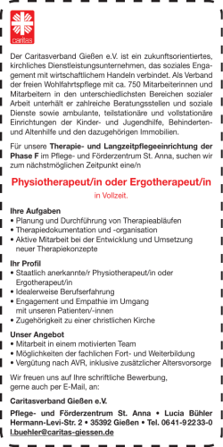 Physiotherapeut/in oder Ergotherapeut/in