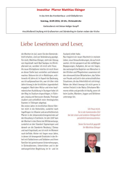 Investitur Pfarrer Matthias Ebinger