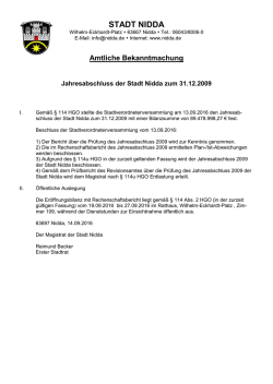 Jahresabschluss der Stadt Nidda zum 31.12.2009