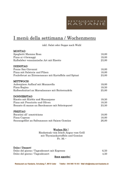 I men&ugrave; della settimana / Wochenmenu