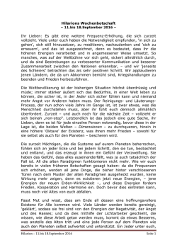 Hilarions Wochenbotschaft Ihr Lieben: Es gibt eine