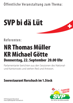 Donnerstag, 22. September 20.00 Uhr