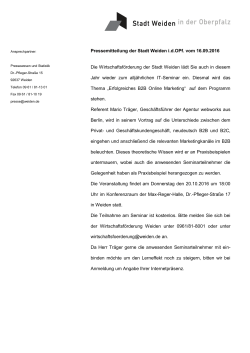Pressemitteilung der Stadt Weiden idOPf. vom 16.09.2016 Die