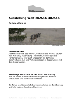 Ausstellung Wolf 20.9.16-30.9.16