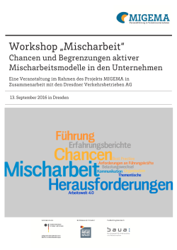 Workshop „Mischarbeit“ - VDV