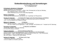 Gottesdienstordnung Steinerkirchen/Tr.
