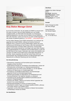 Duty Station Manager Zürich