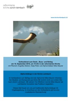 Gottesdienst zum Dank-, Buss- und Bettag am 18. September 2016