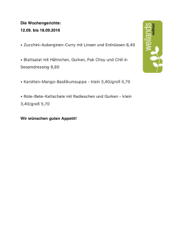 Die Wochengerichte - weilands wellfood