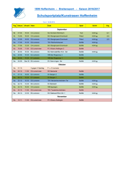 Heimspielplan Vorrunde Schulsportplatz 2016/2017