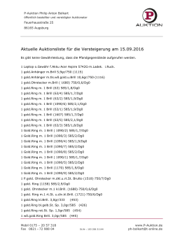 Aktuelle Versteigerungsliste