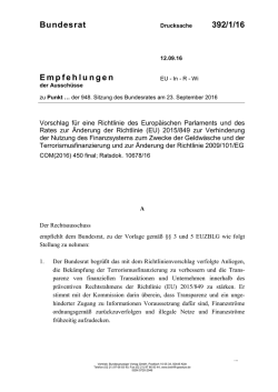 Bundesrat 392/1/16 Empfehlungen - Umwelt