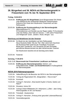 26. Bürgerfest und 36. NOVA mit Sternenbergmarkt in Friesenheim