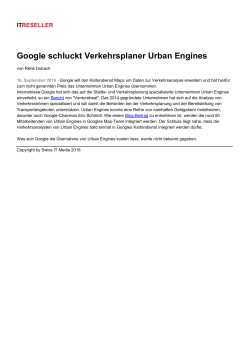 Google schluckt Verkehrsplaner Urban Engines
