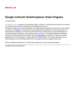 Google schluckt Verkehrsplaner Urban Engines