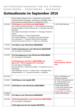 Gottesdienste im September 2016