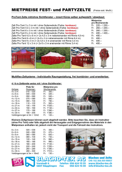 Festzelte und Festzubeh&ouml;r mieten &ndash; Preisliste - Blacho