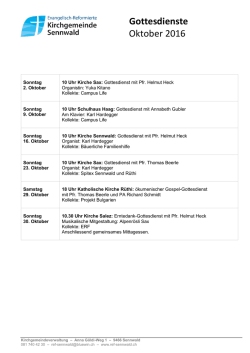 Gottesdienstplan Oktober 2016