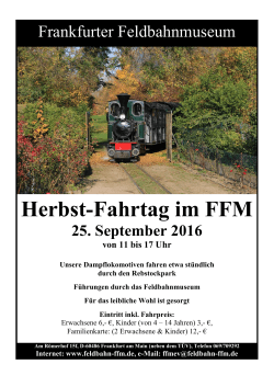 Herbst-Fahrtag - Frankfurter Feldbahnmuseum eV