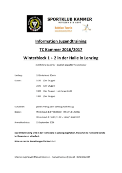 Information Jugendtraining TC Kammer 2016/2017 Winterblock 1 +