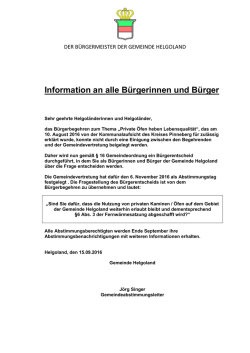 Information an alle B&uuml;rgerinnen und B&uuml;rger