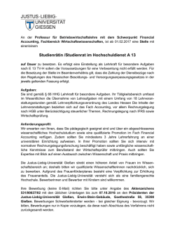 Studienrätin /Studienrat im Hochschuldienst A 13 - Justus