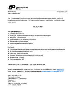 Hauswart/in - Kantonspolizei Z&uuml;rich