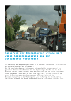 Sanierung der Regensburger Straße wird wegen