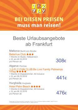 308€ 441€ 476€ Beste Urlaubsangebote ab Frankfurt