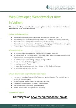 Web Developer, Webentwickler m/w in Vollzeit