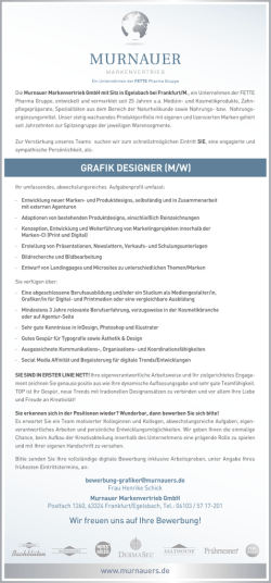 grafik designer m/w - Murnauer Markenvertrieb GmbH