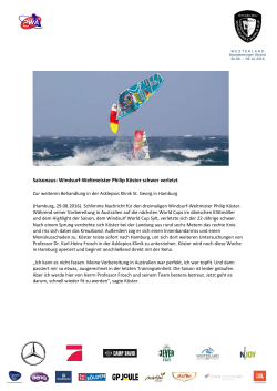 Saisonaus: Windsurf-Weltmeister Philip Köster schwer verletzt