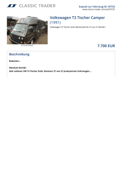 Volkswagen T3 Tischer Camper (1991) 7.700 EUR