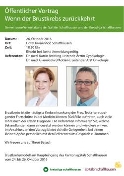Öffentlicher Vortrag Wenn der Brustkrebs zurückkehrt