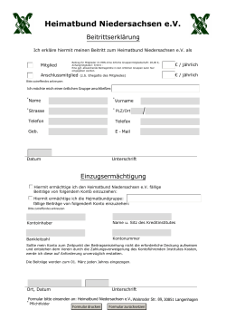 Beitrittserklärung - Heimatbund Niedersachsen e.V.