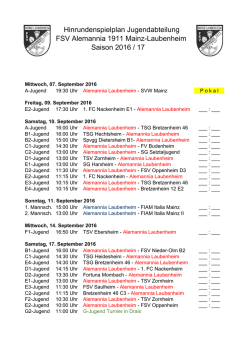 Hinrundenspielplan Junioren 2016/17