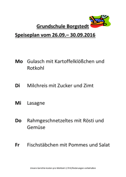Speiseplan vom 26. - Grundschule Borgstedt