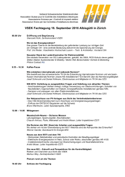 VSEK Fachtagung 16. September 2016 Albisgütli in Zürich