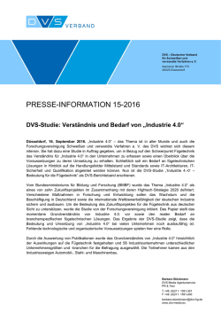 DVS-Studie: Verst&auml;ndnis und Bedarf von "Industrie 4.0"