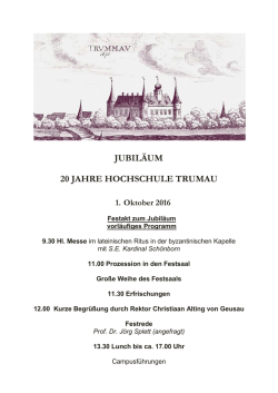 JUBIL&Auml;UM 20 JAHRE HOCHSCHULE TRUMAU 1. Oktober 2016