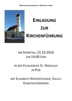 EINLADUNG ZUR KIRCHENFÜHRUNG