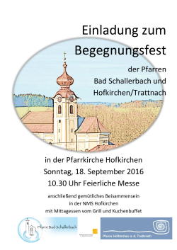 Einladung zum Begegnungsfest - Pfarre Hofkirchen an der Trattnach